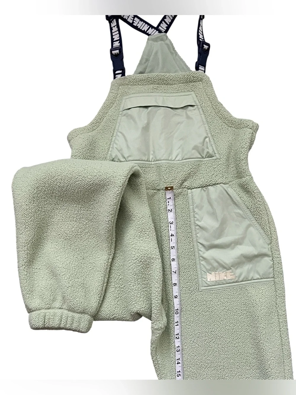 NWOT Nike Olive Green Fleece Overalls Jumpsuit with Branded Straps